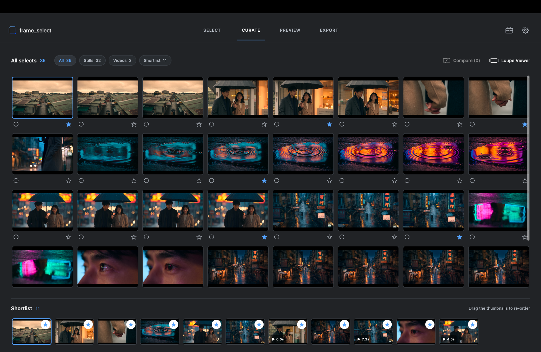 Curate screen