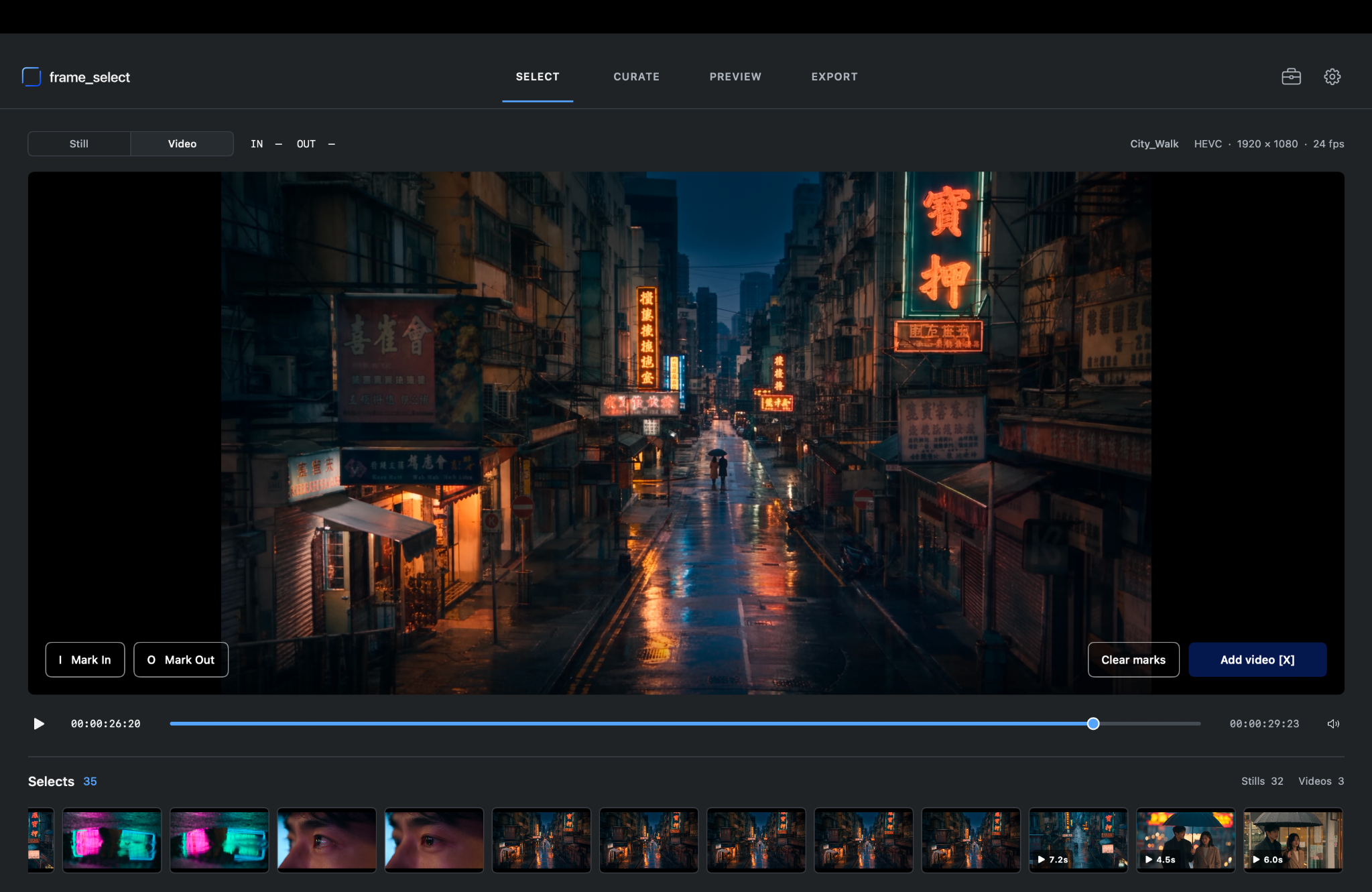 Select screen